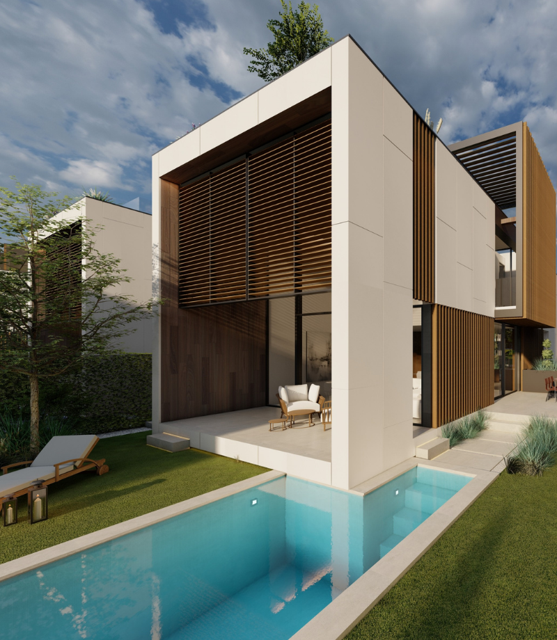 Soho Valdemarín, 19 viviendas unifamiliares + piscina - Valdemarín-Aravaca, Madrid. Proyecto de FH2L Arquitectos.
