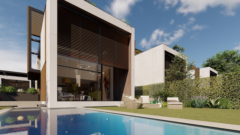 Soho Valdemarín, 19 viviendas unifamiliares + piscina - Valdemarín-Aravaca, Madrid. Proyecto de FH2L Arquitectos.